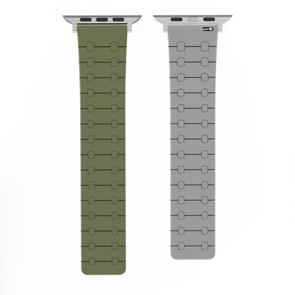 Color - blocking magnetic silicone apple watch strap