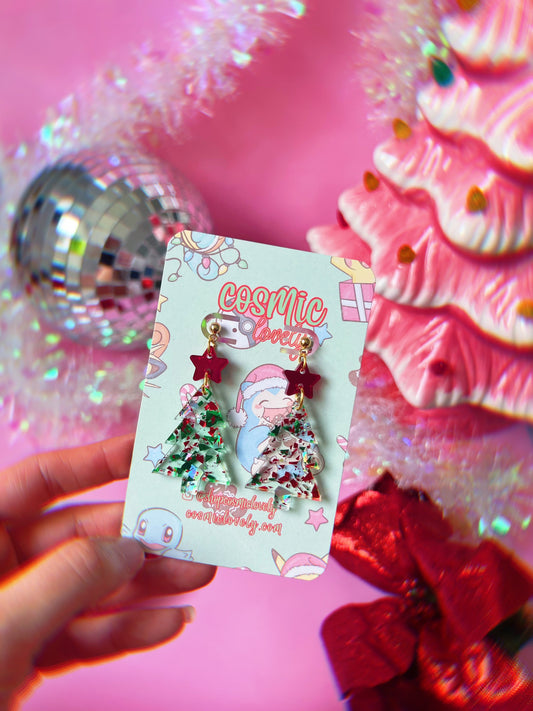 Christmas Confetti Tree Earrings