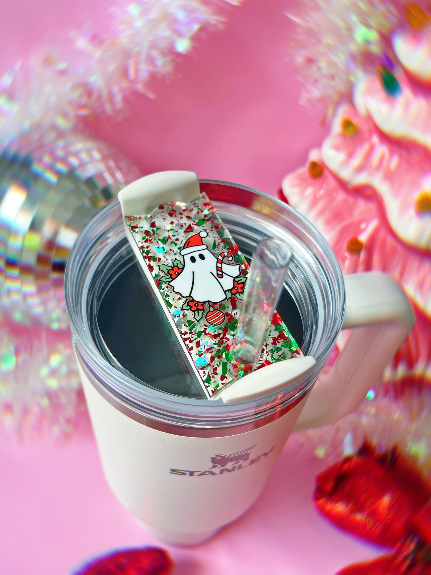 Christmas Ghostie Stanley H2.0 Cup Topper 40oz | 30oz | 20 oz