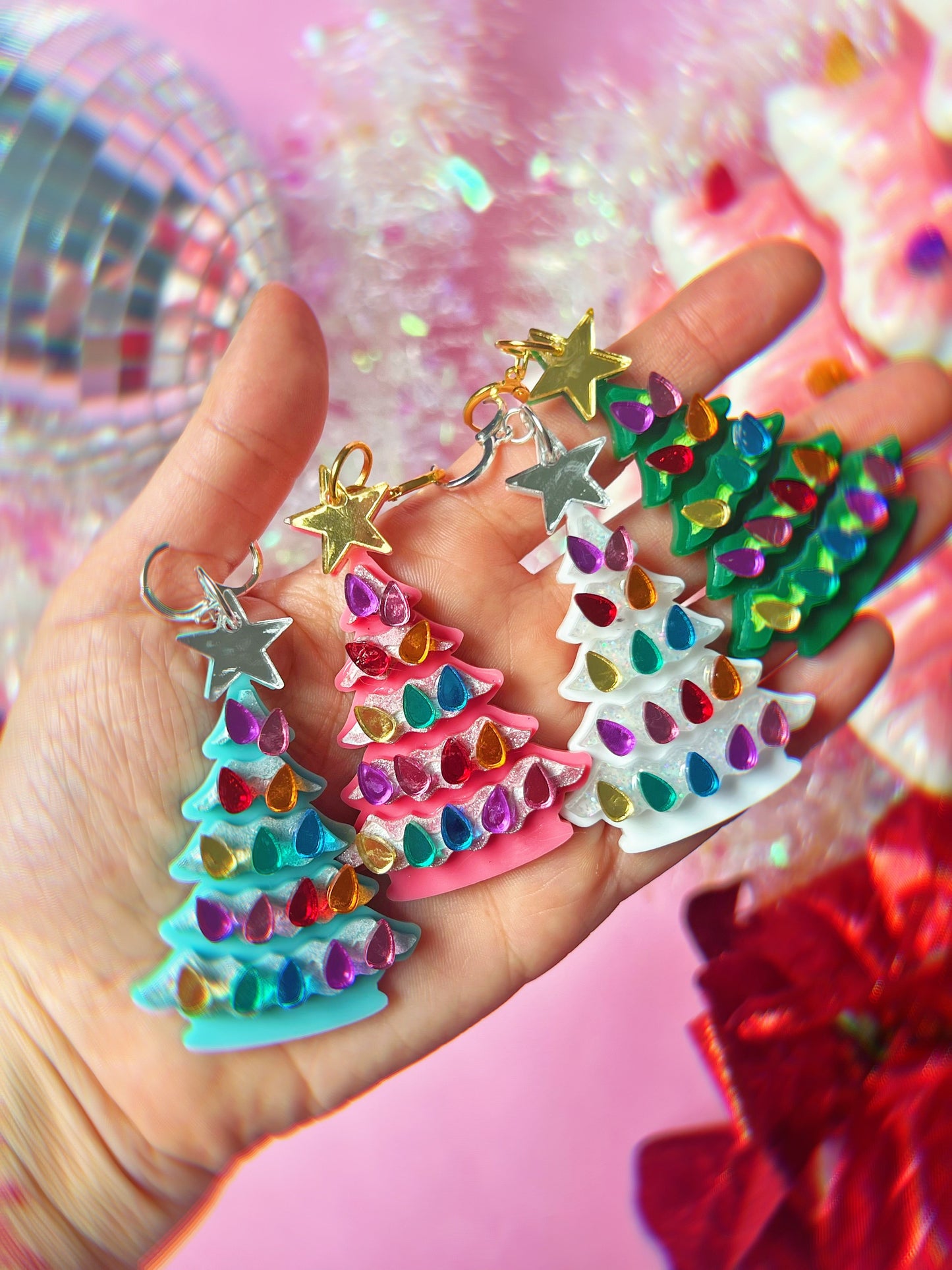 Ceramic Christmas Tree Earrings