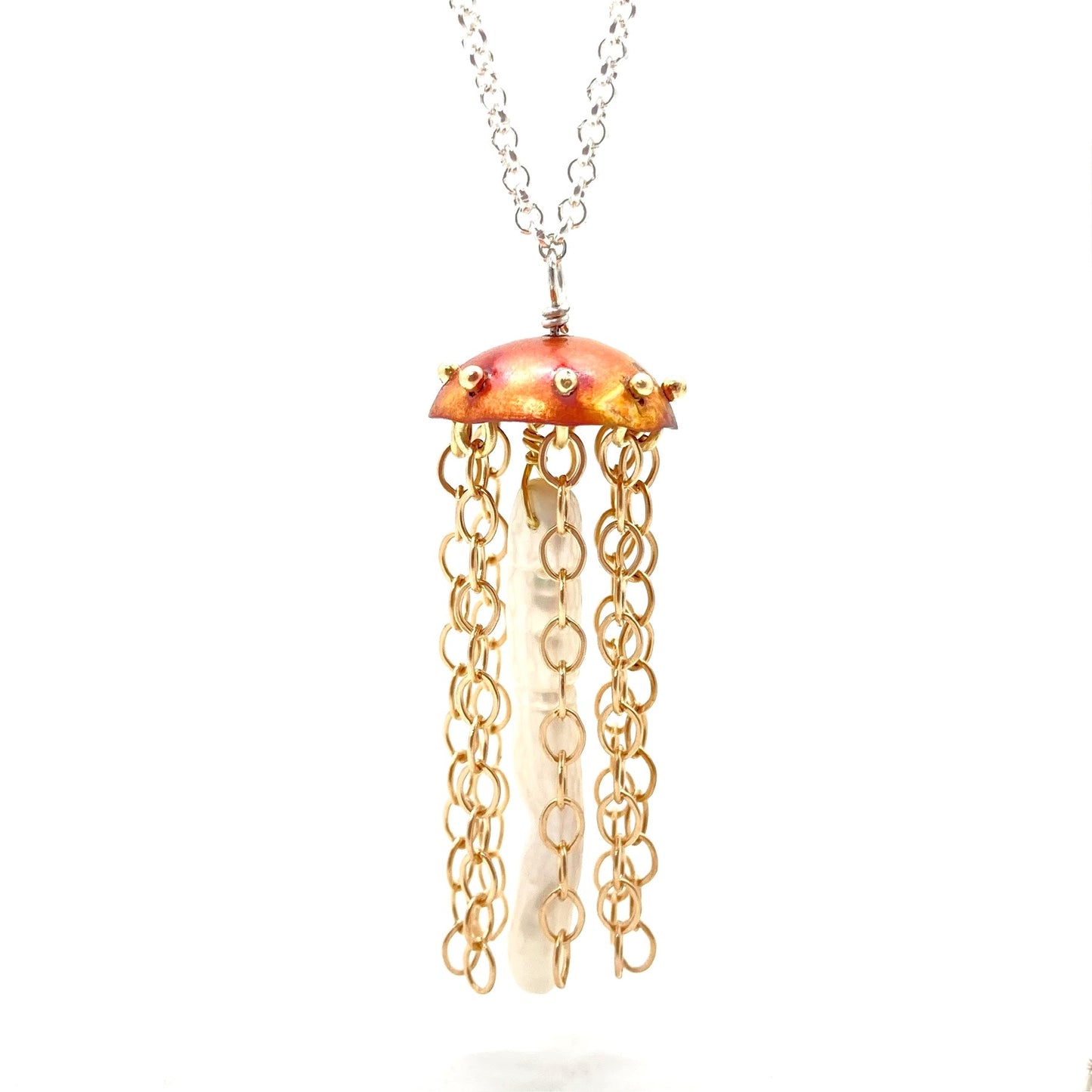 Red Copper Jellyfish Necklace