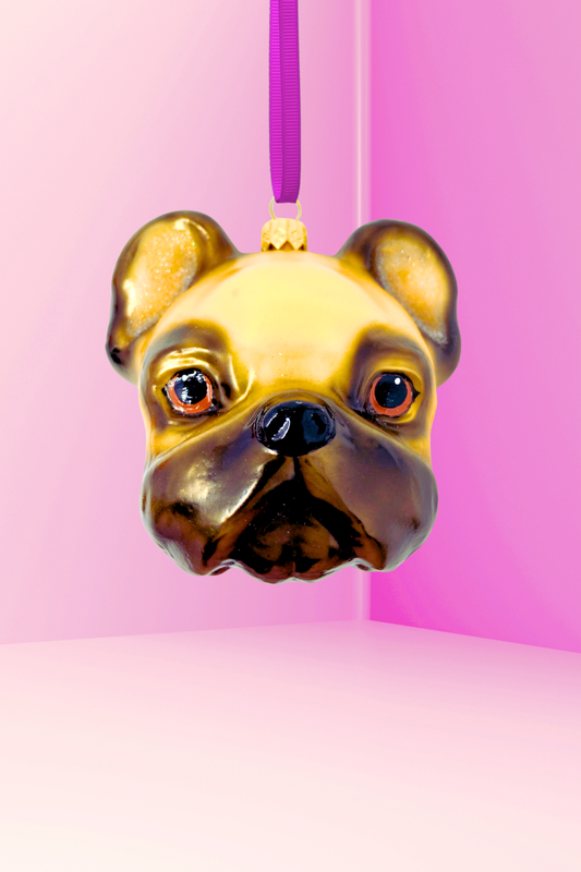 Julien the Pug Glass Christmas Ornament