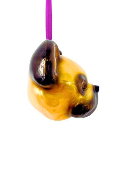 Julien the Pug Glass Christmas Ornament