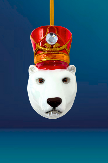 KRG Arctic Polar Bear Head Polish Glass Ornament