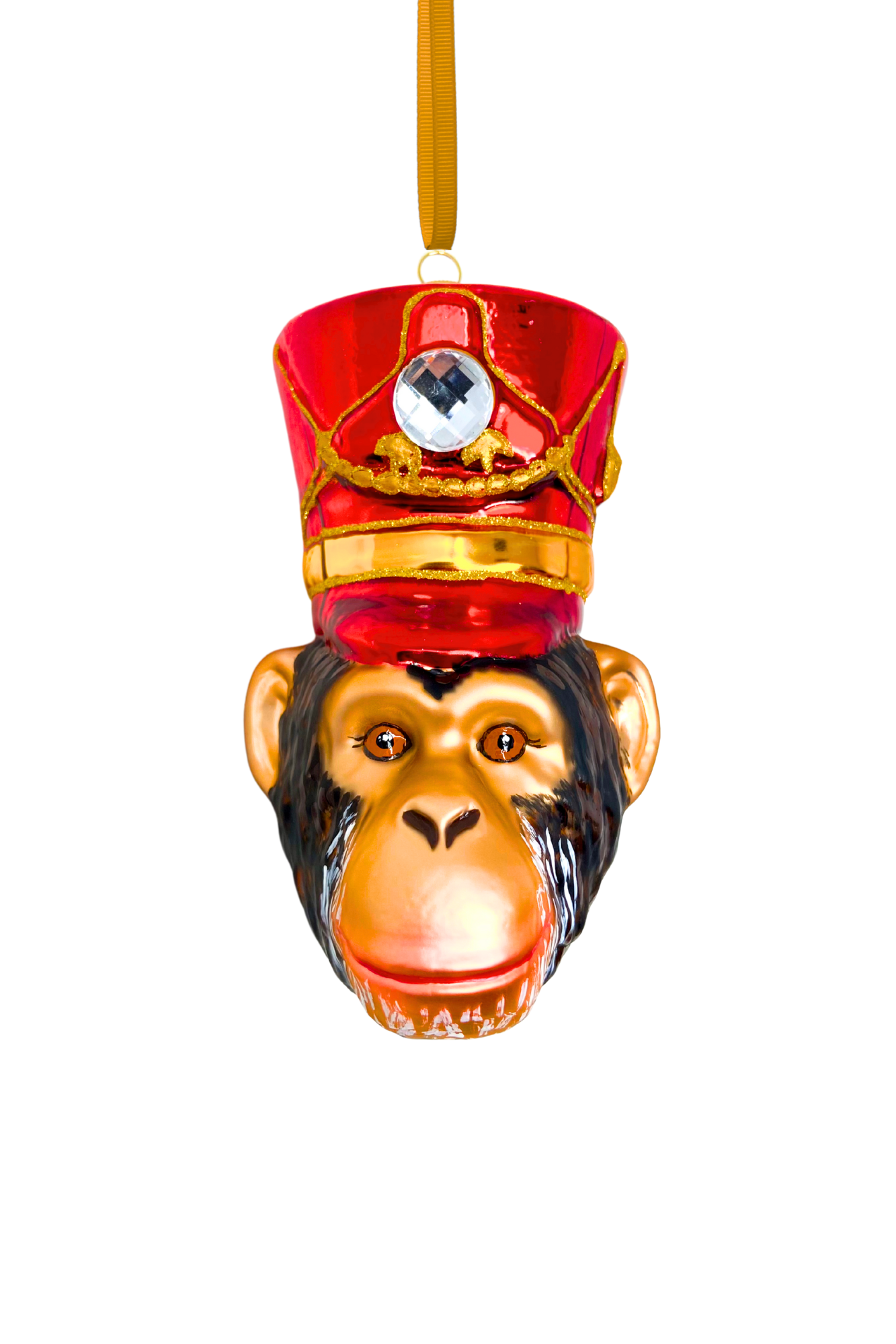 KRG Chimpanzee Head Polish Glass Ornament