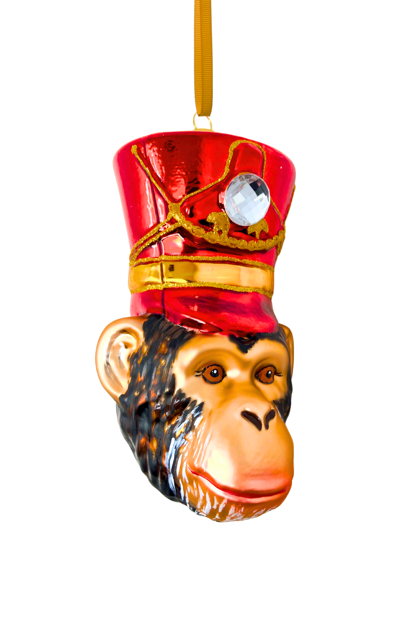 KRG Chimpanzee Head Polish Glass Ornament