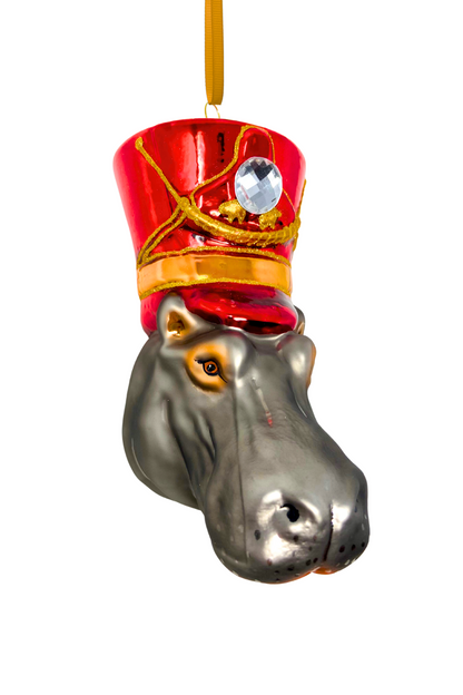 KRG Hippo Head Polish Glass Ornament