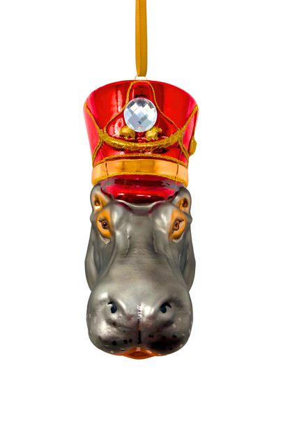 KRG Hippo Head Polish Glass Ornament