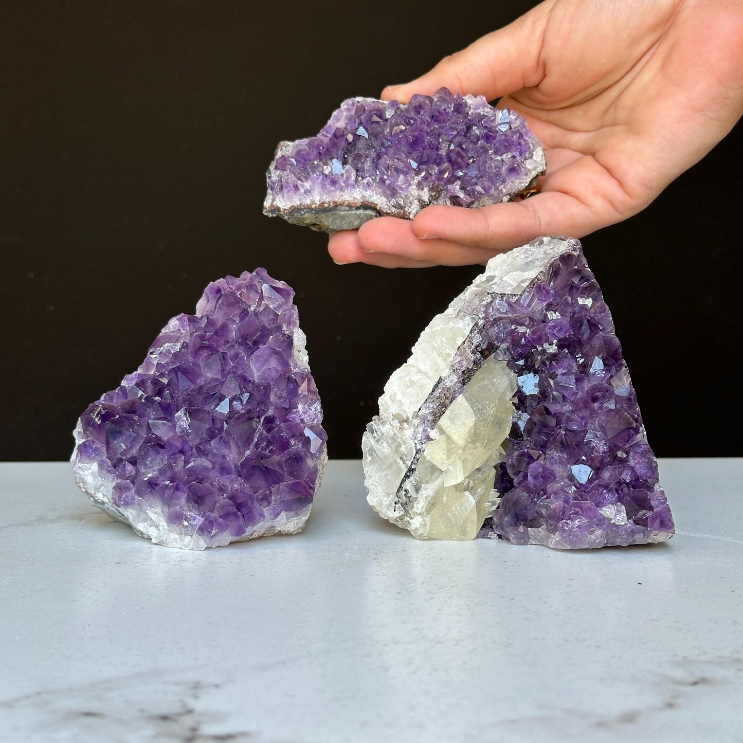 Medium Amethyst Cut Base Clusters, 3 pieces 3 Lbs approx
