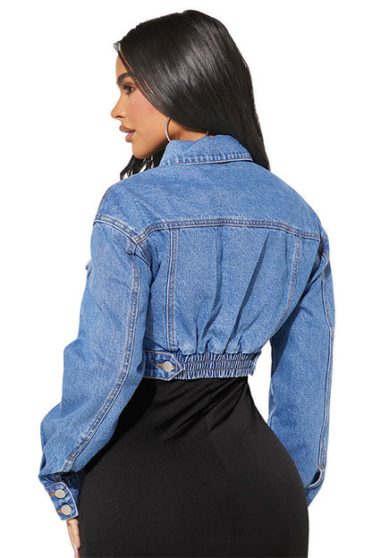 WOMEN FASHION DENIM CROP JACKET