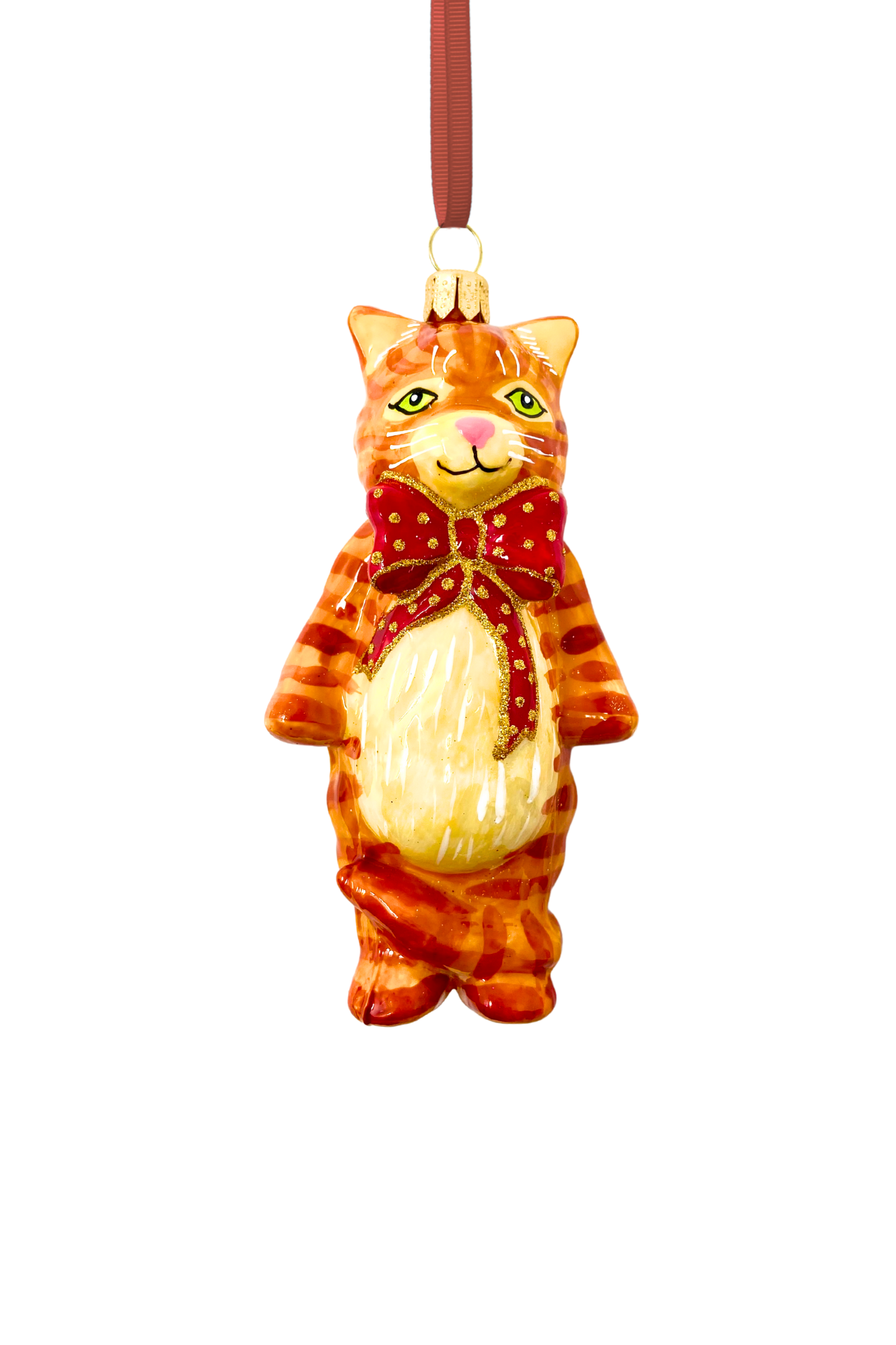 Oliver Ginger Cat Glass Ornament