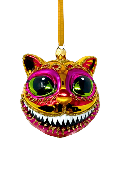 Citrine Cheshire Cat Glass Ornament