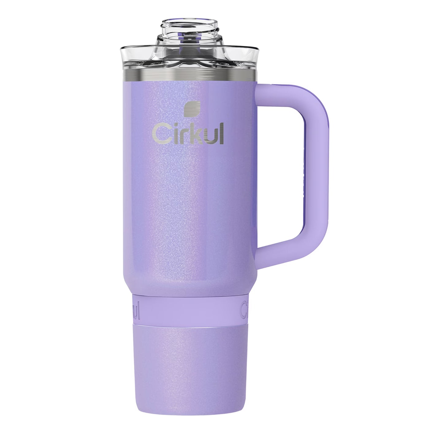 Cirkul 30oz Travel StrawSip Double-Wall Insulated Stainless Steel Tumbler with Handle, Azure Shimmer (Light Teal Sparkle)