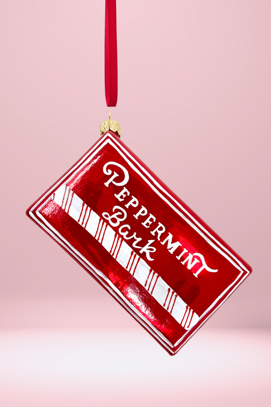 Peppermint Candy Box Glass Ornament
