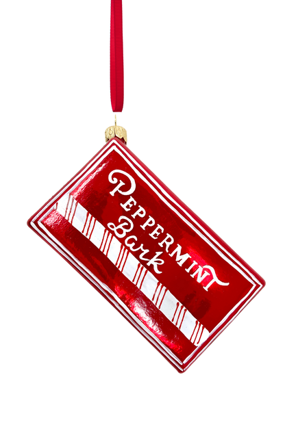 Peppermint Candy Box Glass Ornament