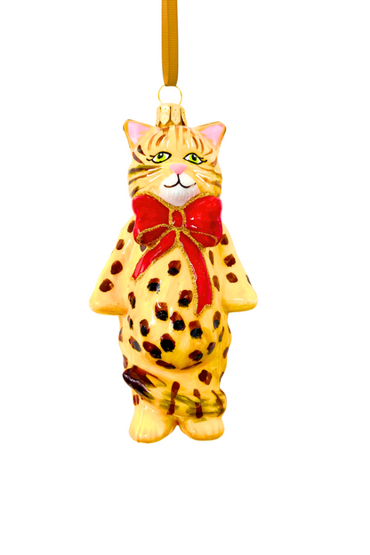 Perry Bengal Cat Glass Ornament