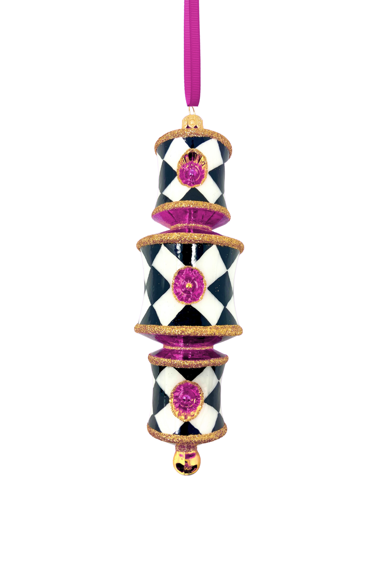 Pink Harlequin Dazzler Glass Ornament
