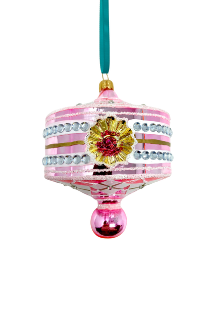 Pink Harlequin Lantern Glass Ornament
