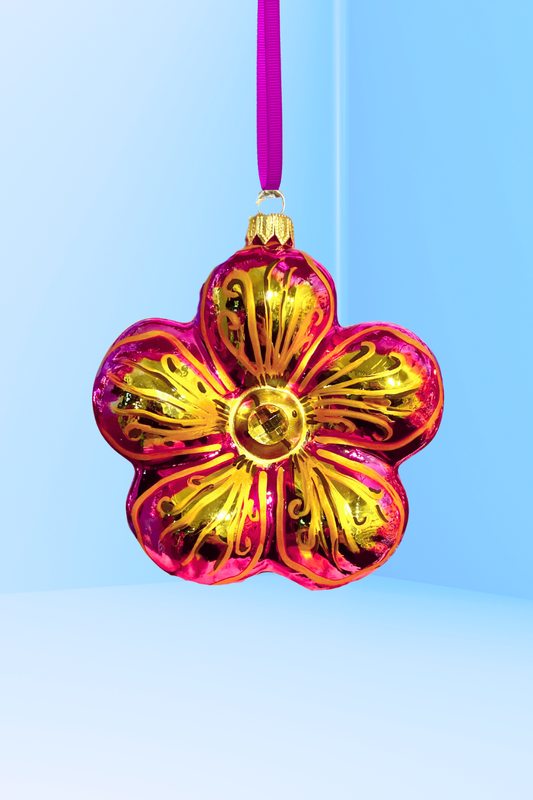 Ruby Hibiscus Polish Glass Ornament