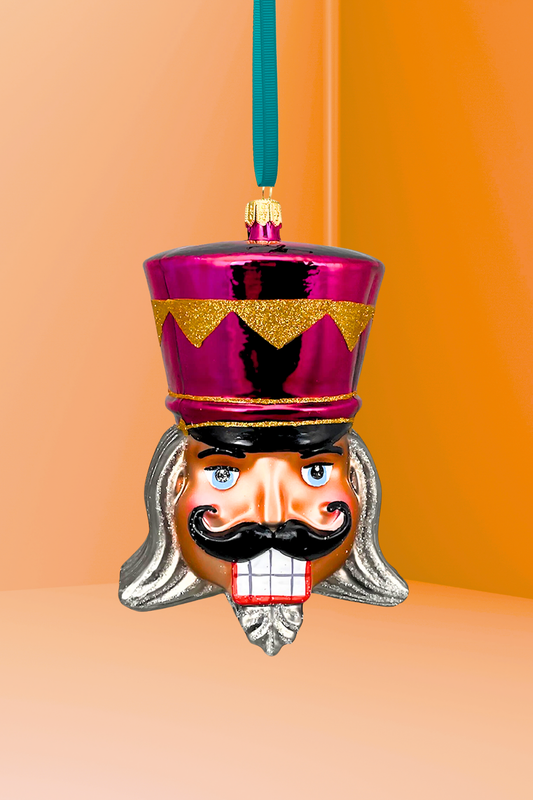 Fuchsia Pink Glass Nutcracker Ornament