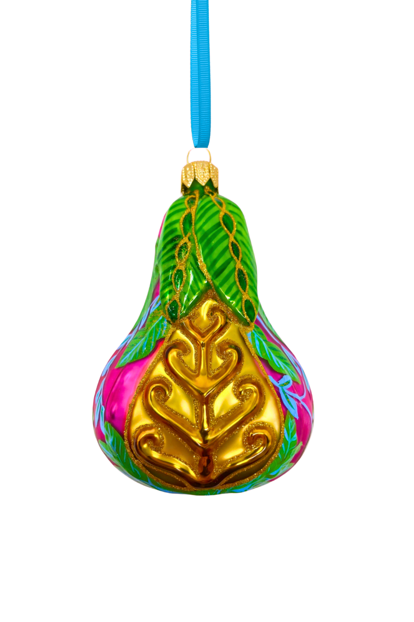 Pink Positano Pear Glass Ornament