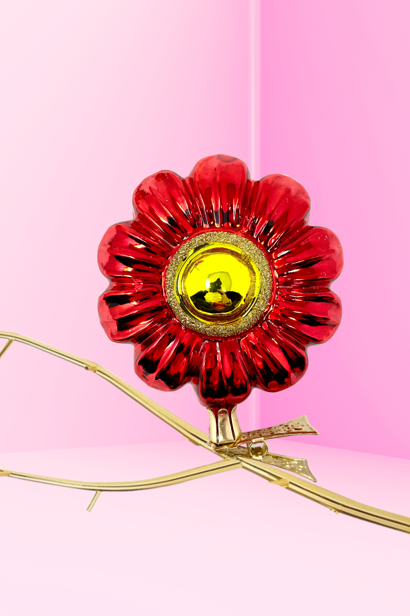 Poppy Boho Charm Clip-On Polish Glass Ornament