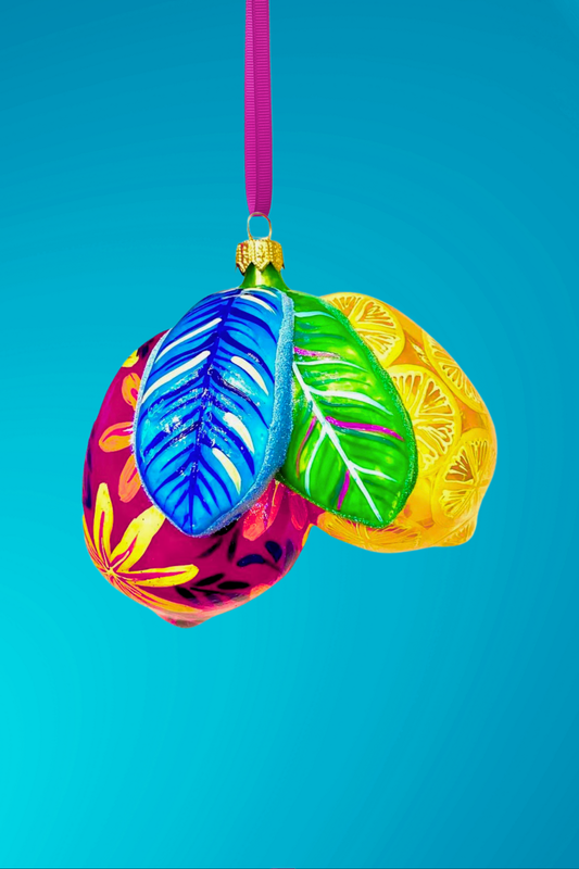 Positano Lemon Cluster Holiday Glass Ornament