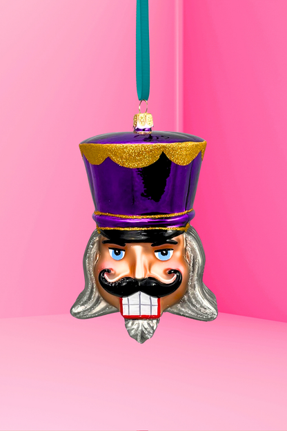Imperial Amethyst Glass Nutcracker Ornament