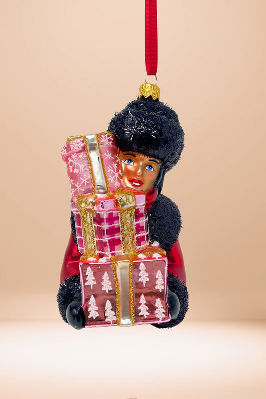 Nicole Glass Christmas Ornament (Brunette)