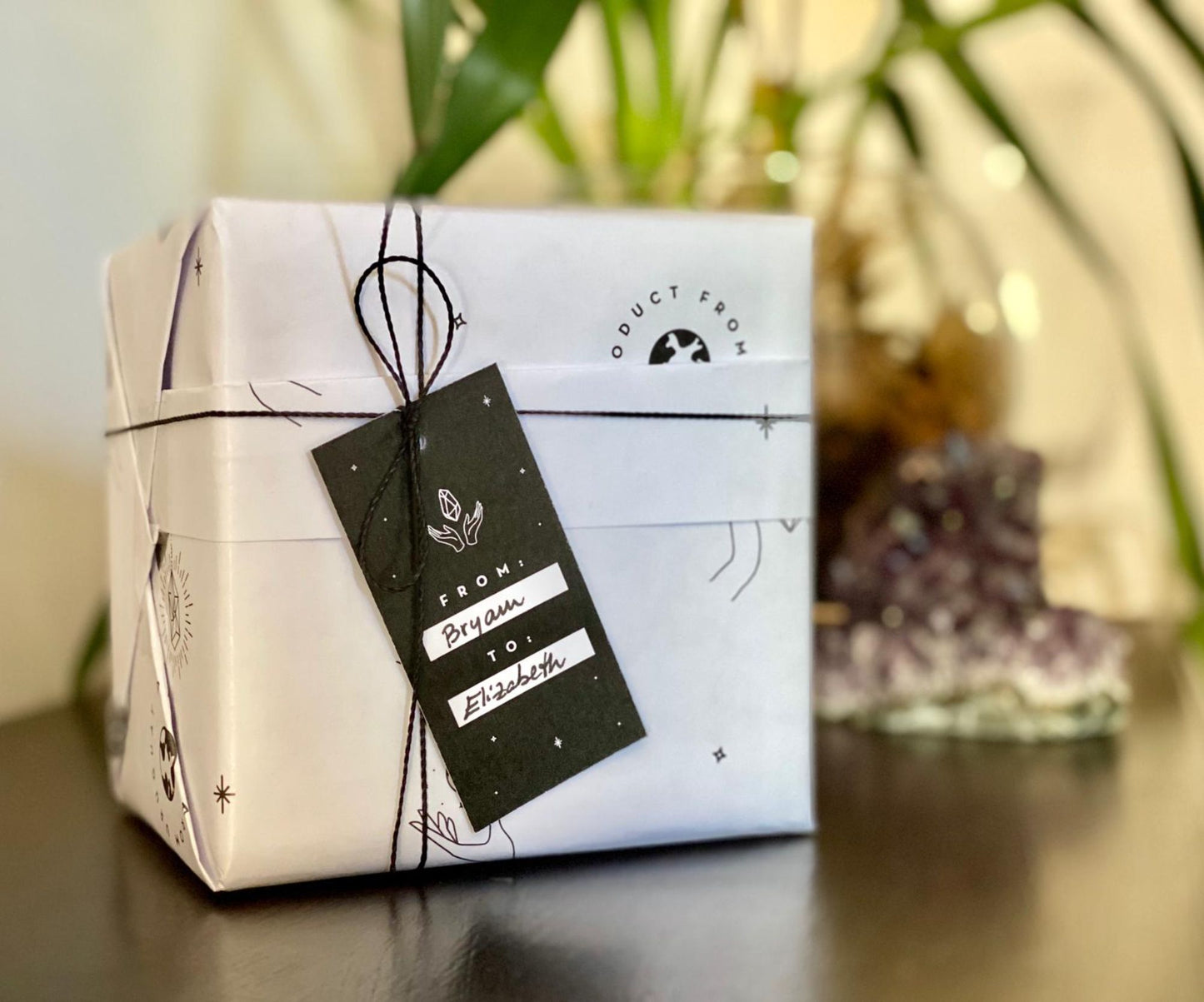 Lovely Amethyst Set with Agate bands at edges, perfect gift for crystal collectors