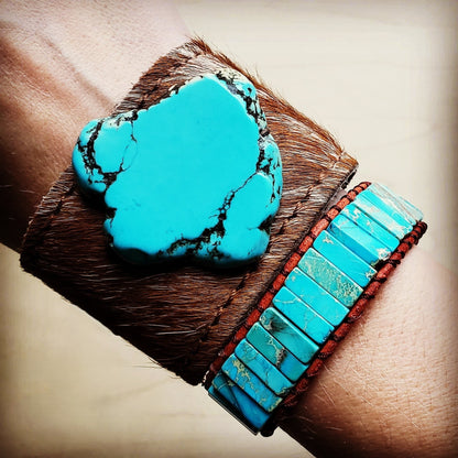 **Woven Imperial Jasper Stacked Stone Bracelet-Turquoise 803t