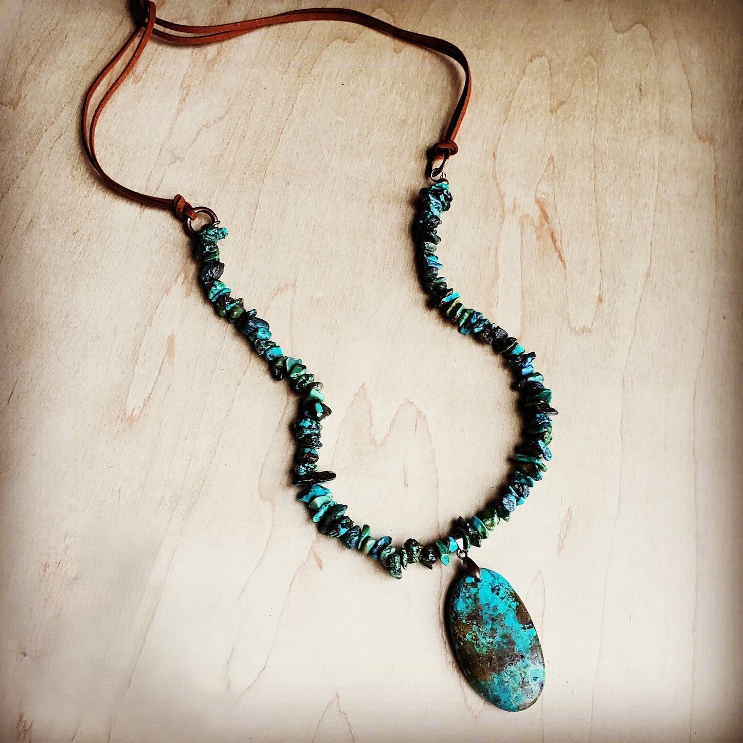Natural Turquoise Chunky Necklace with Large Natural Pendant 250f