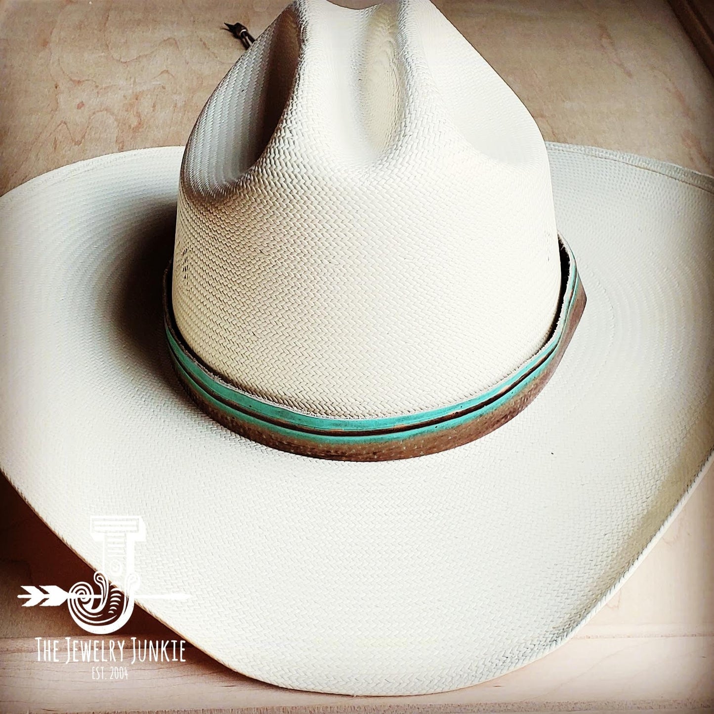 Turquoise Navajo Embossed Leather Hat Band Only 950b