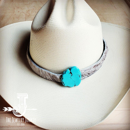 Spotted Hair-on-Hide Leather Hat Band Only w/ Turquoise Slab 950f