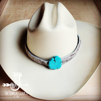 Spotted Hair-on-Hide Leather Hat Band Only w/ Turquoise Slab 950f