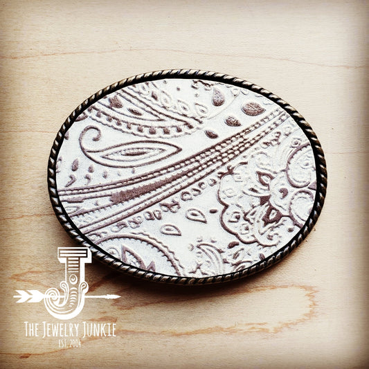 **Rope Edge Oyster Paisley Leather Belt Buckle 901s