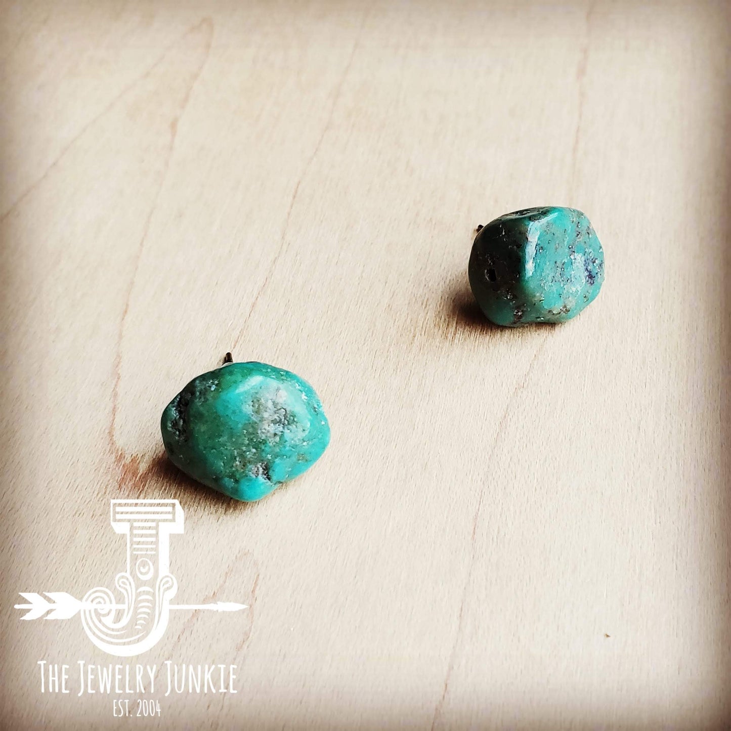 **Natural Green Turquoise Stud Earrings 205g