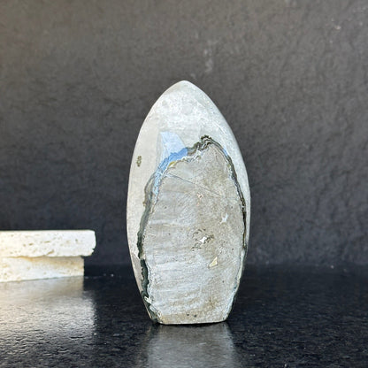 Amethyst Geode Crystal Egg with incredible Agate formations, Natural cave shaped polished agate stone