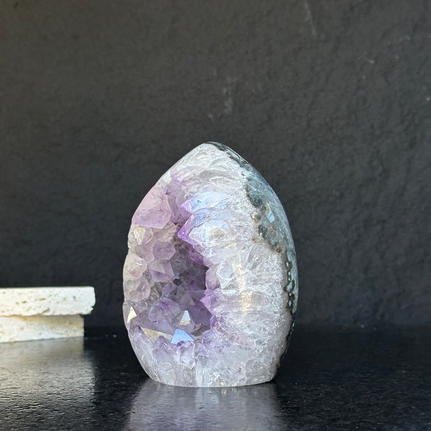 Quartz, Amethyst and Agate Stone Egg, 3 Lb Oval Full polished Crystal