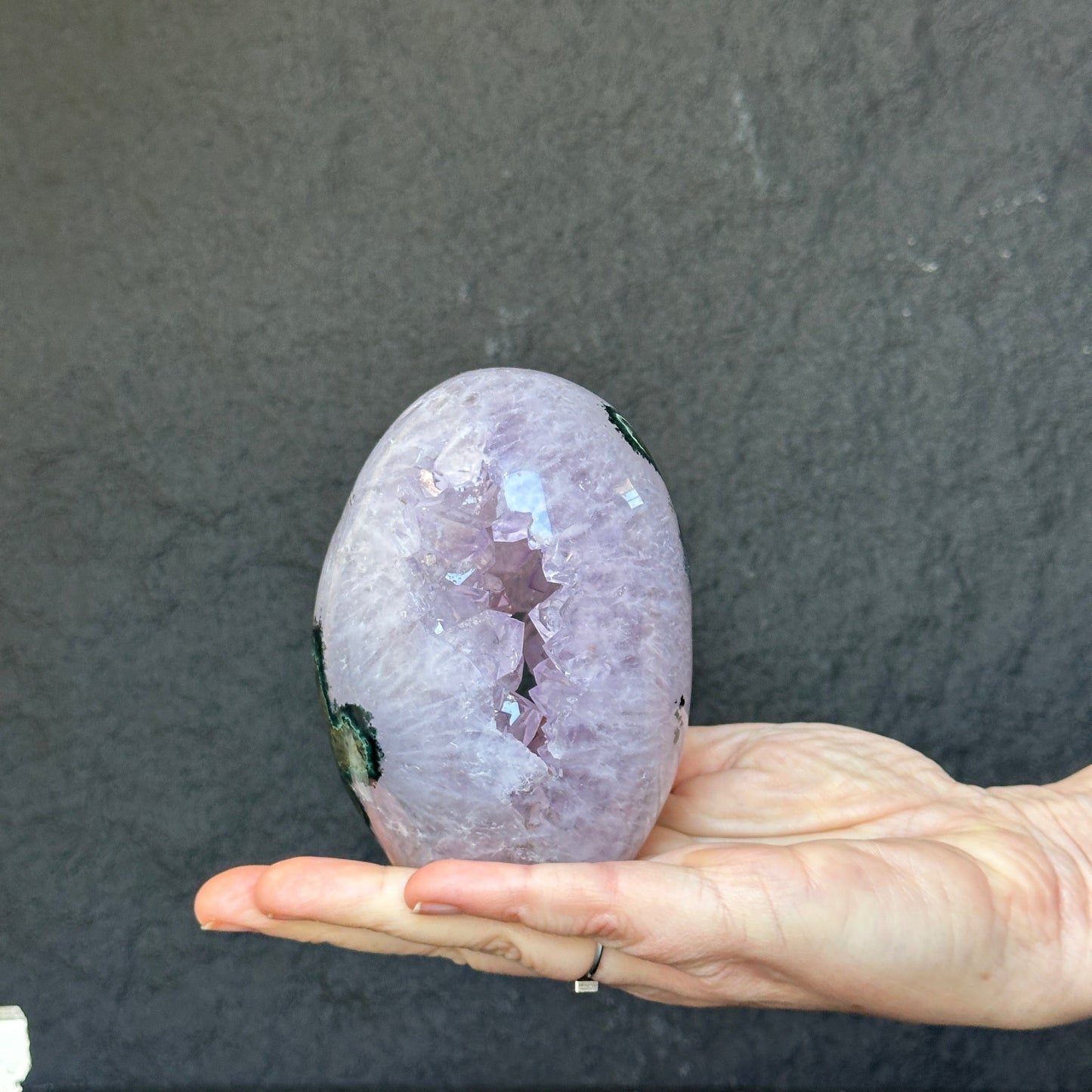 Amethyst Egg, Amethyst Quartz Crystal Cluster with agate formations, Amazing AAA Quality Geode Cave for collectors