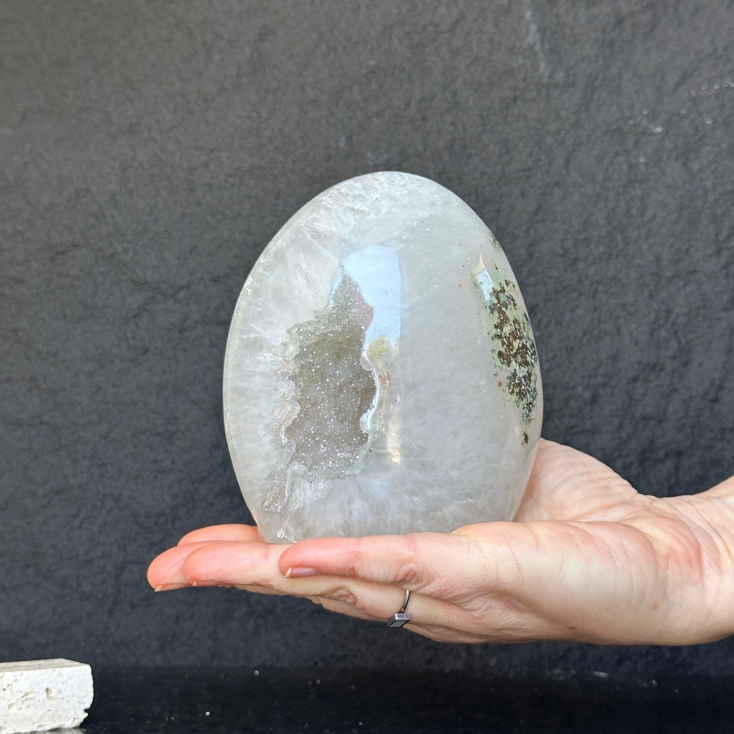 Large Uruguayan Quartz Geode Egg - Statement Crystal Display Piece