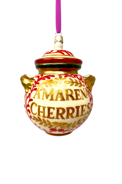 Amarena Cherries Jar Glass Christmas Ornament