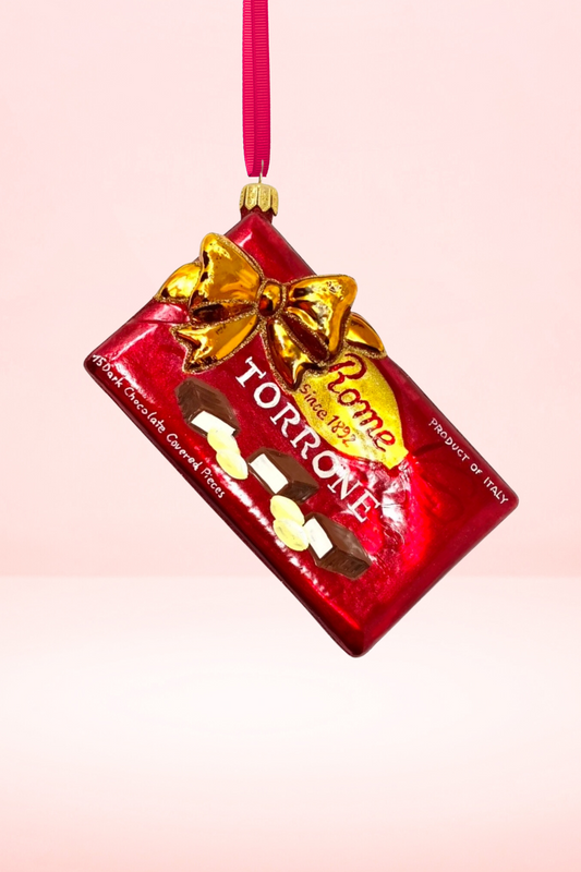 Red Torrone Candy Box Polish Glass Ornament