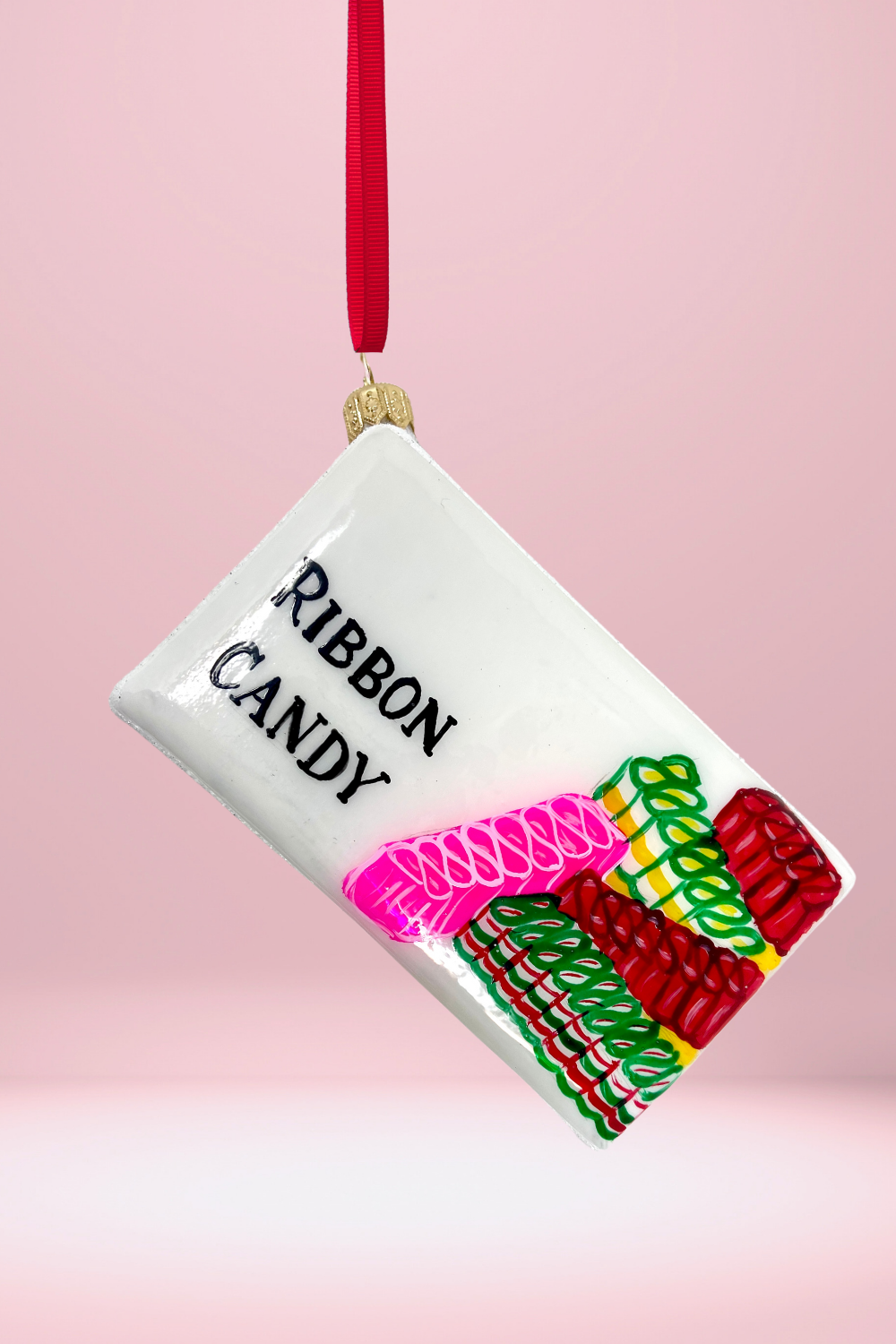 Ribbon Candy Box Glass Ornament
