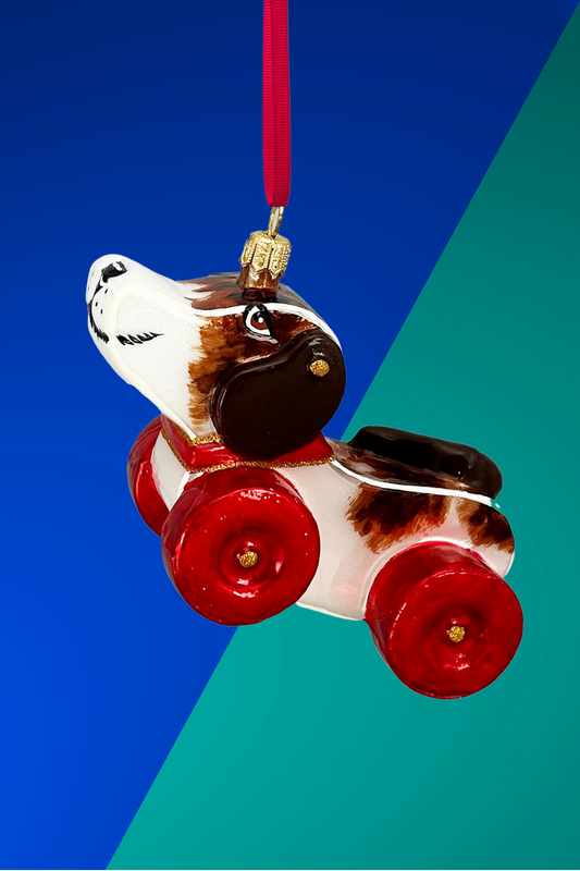 Riley Dog Pull Toy Glass Ornament