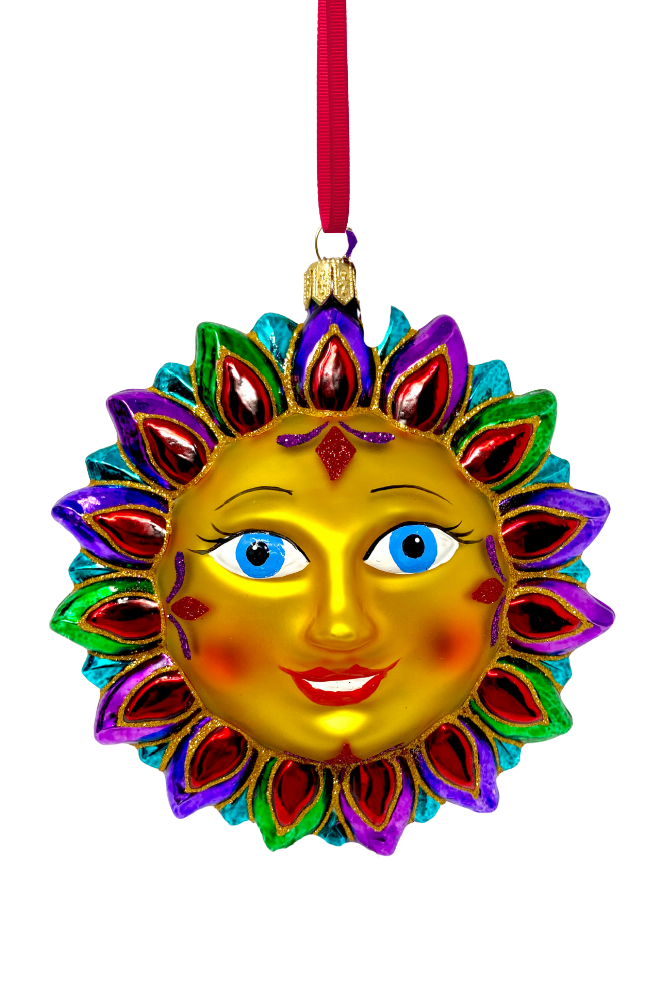 Sedona Red Sun Glass Ornament (R)