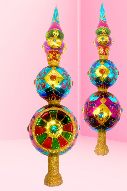 Ruby Sparkling Gem Finial Tree Topper