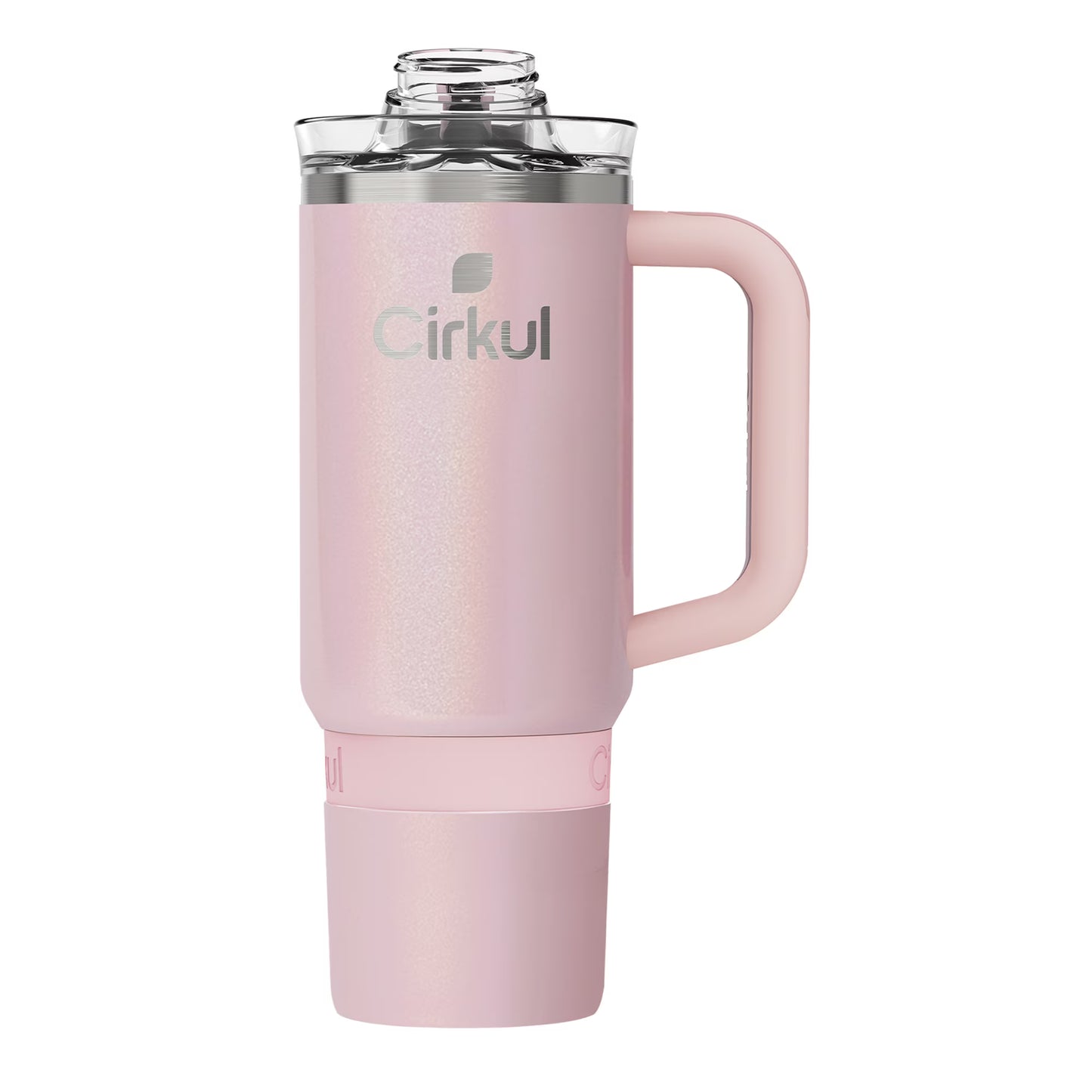 Cirkul 30oz Travel StrawSip Double-Wall Insulated Stainless Steel Tumbler with Handle, Azure Shimmer (Light Teal Sparkle)