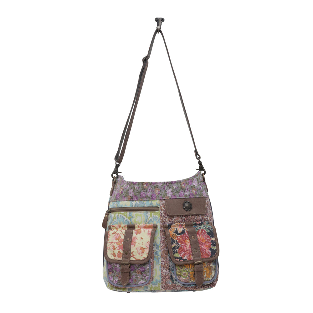 Myra Le Fleur Bel Cowgirl Shoulder Bag - Multi-Floral Print Crossbody with Leather Straps for Everyday Western Flair