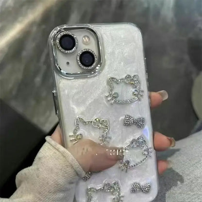 Hello Kitty Anime Diamond Three-dimensional Chain Phone Case For iPhone